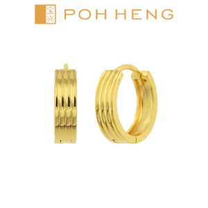 Poh Heng Jewellery 22K Huggie Earrings in Yellow Gold[Price By Weight]