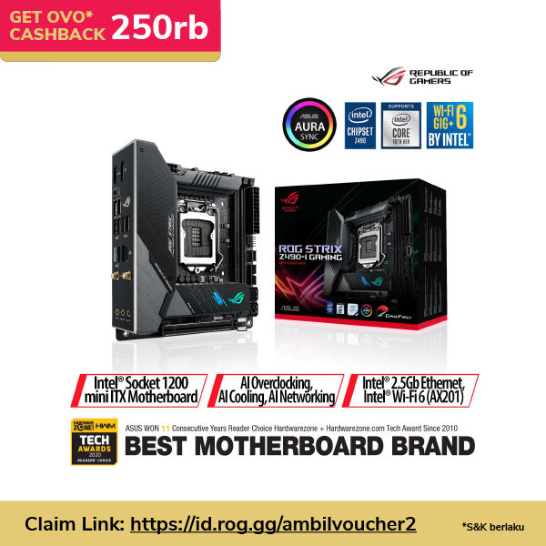 ASUS ROG Strix Z490-I Gaming Intel® Z490 LGA 1200 mini ITX