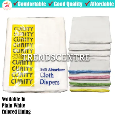 Newborn Infant Baby Cloth Diaper Curity Gauze Type Lampin XL Size (Set of 12)