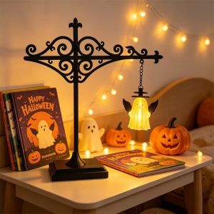 IEFE5 Warm LED Library Bookshelf Lantern Ghost Pumpkin Vintage Halloween Reading Light Book Light Decorative Bookshelf Lantern Light Home Decor
