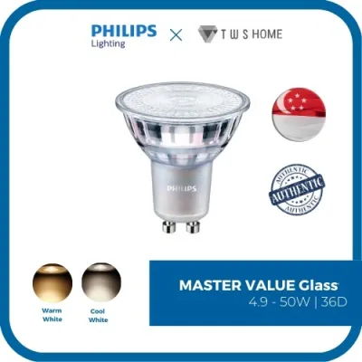 Philips Lighting- MASTER VALUE LEDspot MV (Glass) 4.9-50W GU10 36° Dimmable (Warm White Cool White)