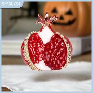 【SHANGZE4】 Red Unleashed Pomegranate Brooches Women Casual Party Jewelry Accessories Fruit Plant Pins Badge New Gifts
