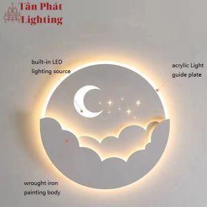 Đèn treo tường ốp tường đám mây 3D 24cm trang trí phòng khách phòng ngủ cầu thang Led 3 chế độ màu 8W 220V V9983 Ngọc Thắng
