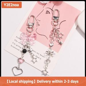 【Local shipping】 Goth Phone Charm Bow Heart Star Keychain Pendant Kawaii Key Chain Bag Phone Chain Cute Accessory For Girls Women Jewelry