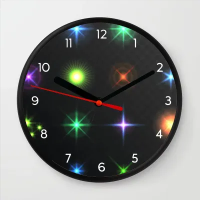 Jam Dinding Lensa suar lampu digital berlapis bersinar 20 CM