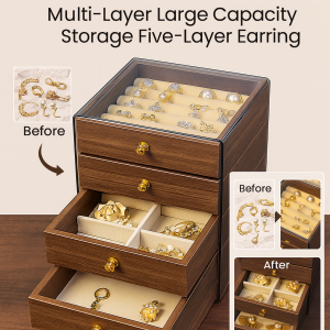 Walnut jewelry box large capacity storage box five layers