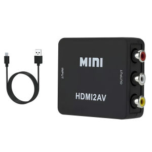KAPEKANZ กล่องแปลง HDMI to AV (RCA)/HDMI to AV Converter(1080P) มาพร้อมสายจ่ายไฟ USB อะแดปเตอร์ HD 1080 จุดมินิ HDMI2AV กล่องแปลงวิดีโอสำหรับ AV เพื่อเชื่อมต่อกับ TV Projector สีดำ PS3 VCR ดีวีดี PALMTSC PC