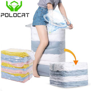 Polocat 3D Vacuum Seal Bag Reusable Vacuum Storage Bags for Clothes Quilts Pillows Space Saver Travel Compression Bag