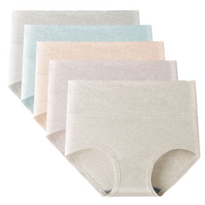 กางเกงในผู้หญิง5ชิ้นกางเกงในขนาดพิเศษกางเกงในเอวสูงควบคุมหน้าท้องเล็กน้อยชุดชั้นในหญิง L-3XL