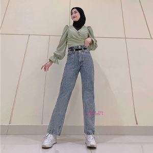 WAUW - NAUGHTY Loose Cut-Out Jeans Highwaist - Snow Blue 2220