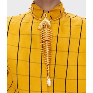 [haoh] สร้อยคออัลลอยด์ดีไซน์แปลกใหม่สร้อยคอรูปก้างปลาขนาดใหญ่สำหรับผู้หญิงสร้อยคอแฟชั่นสร้อยคอเกินจริงเครื่องประดับของขวัญ