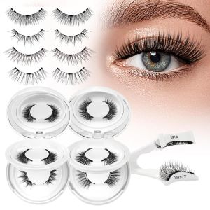 Higu clace Magnetic-Eyelashes with Applicator 4 Pairs Magnetic-Lashes Natural Look Wispy Magnet Lashes Easy to Wear and Remove（DJCX-A03)