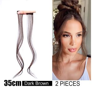 35cm Natural Hair Bangs Clips Front Side Long Bangs Fake Fringe Clip In Hair Extensions Accessories for Women