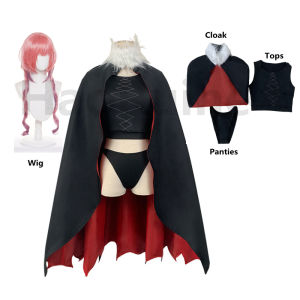 Anime Miss Kobayashis Dragon Maid 2 Iruru Cosplay Costumes Women Halloween Party Black Tube top Cloak Wig Full Set h2610