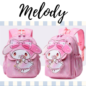 Tas Sekolah Anak Perempuan Bag Ransel 3DKarakter Sanrio Kuromi Hello Kitty Backpack Waterproof Nilon