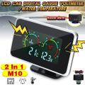 AUTOFun 2in1 LCD Alat Pengukur Digital Tegangan Tekanan/Suhu Air Meter W/Alarm M10 40-50℃ Water Temperatur Digital Voltmeter Motor Mobil. 