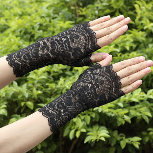 ถุงมือลูกไม้บางลายดอกไม้ไม่มีนิ้วสำหรับผู้หญิงใช้ตกแต่งครีมกันแดดสำหรับเจ้าสาว