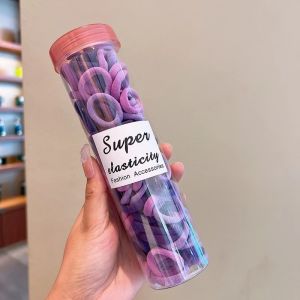 WE Ikat Rambut Wanita Anak Set 100pcs Box Tali Ikat Rambut Karet Elastis Polos Warna Warni Import Fashion Korea Wanita A1