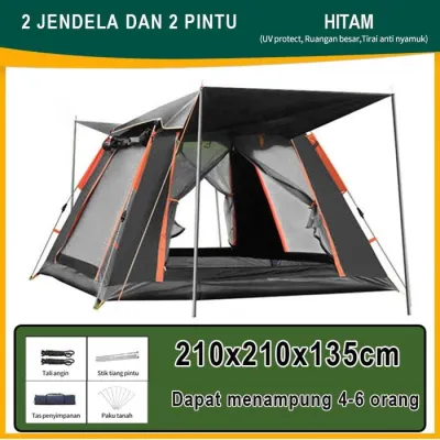 TENDA CAMPING LIPAT PORTABLE KAPASITAS 4-6 ORANG TENDA CAMPING OTOMATIS TENDA OUTDOOR WATERPROOF ANTI AIR-HikeZone