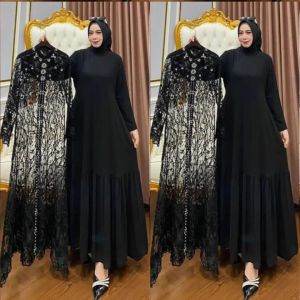 Gamis Brukat Zallia Elegan dengan Motif Floral untuk Remaja Kondangan 2025