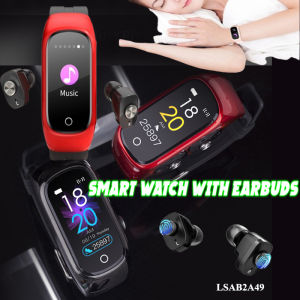 2-In-1 Smart Watch TWS Earbuds Fitness Tracker True Wireless BT5.0 Headphones