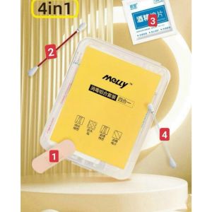 Hộp Sơ Cứu Mini 4 Trong 1 – Băng Cá Nhân Bông Cồn Tăm Bông Sát Trùng – Tiện Lợi Mang Theo Mọi Nơi