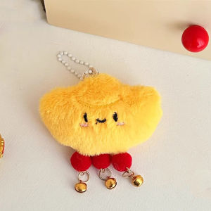 2ชิ้นพวงกุญแจทองแท่งกับระฆังน่ารักหยวนเบาจี้ตุ๊กตาเป้สะพายหลังการ์ตูนเสน่ห์สำหรับสาวโชคลาภของขวัญปีใหม่