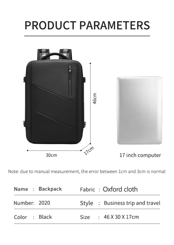 SEA CHOICE Backpack with Shoe Compartment Waterproof 17 Inch Laptop Backpack  with USB Charging Port 180 opening pocket Durable Travel Backpack Multi  Compartment Design with Wet Anddry Separation Layer | Lazada PH