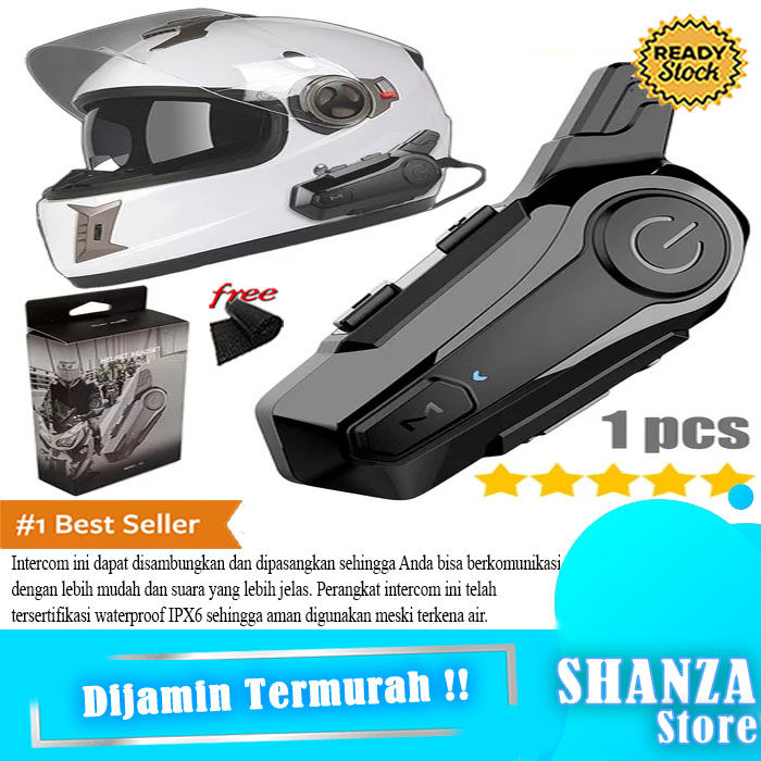 BISA COD Intercom Helm Bluetooth FM Radio Intercom Dua Arah