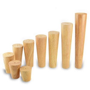 โซฟาไม้เนื้อแข็ง 1pc ฟุตโต๊ะมาก ไม้ยางพาราทรงกรวยเฉียงตู้เสื้อผ้าเท้าสไตล์นอร์ดิกเตียงเท้า ปรับปรุงและปรับขนาดเพียงพอ