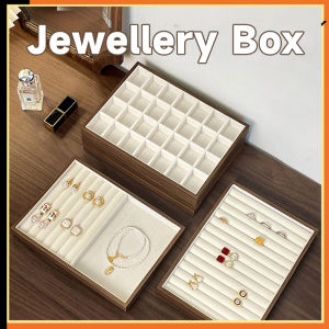 Jewelry Box Jewelry Display Storage Organizer Walnut Wood Grain Tray Ring Necklace Storage Box