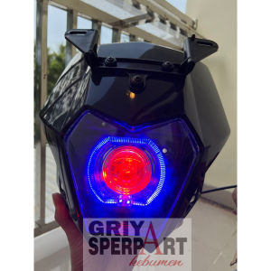 Lampu depan KLX 2023 set caver hitam refcustome biled billed set caver