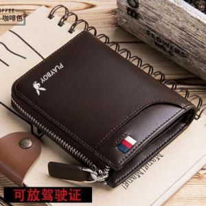 2021 New Playboy Mens PU Leather Wallet Mens Short Youth Zipper Wallet Student Korean Fashion Drivers License Leather Case Card Holder Wallet Men