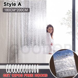 【180cm*200cm】EVA 3D Clear shower curtains Cobblestone Mosaic Waterproof waterproof bathroom curtain shower curta