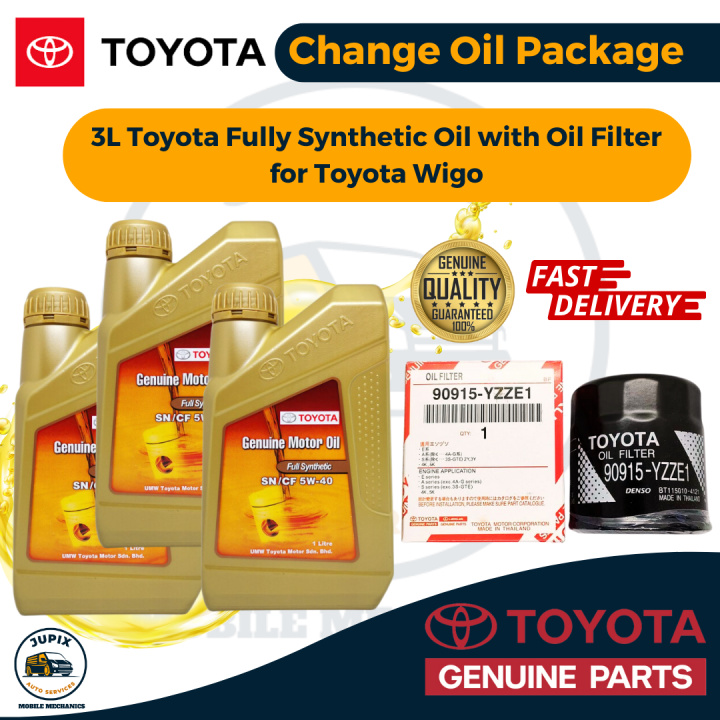 Toyota Fully Synthetic Engine Oil 5W40 [3 Liters + Oil Filter] Oil