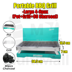 Portable BBQ Grill - Large +80 Pcs Charcoal Disposable BBQ Grill Fast Ignition Portable Charcoal Grill for Indoor and Outdoor Picnic Stainless Steel Barbecue Household Grill with Charcoal