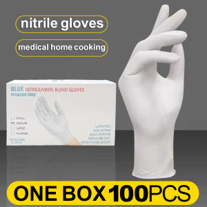 100pcs/Box Disposable Gloves Vinyl Nitrile Blend Powder Free Latex Free Non-Sterile for Medical Food Handling Cleaning