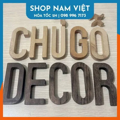Chữ Gỗ Trang Trí Chữ Gỗ Tự Nhiên Decor Văn Phòng Cửa Hàng (SIZE LỚN + NHỎ) - Đủ Chữ và Dấu