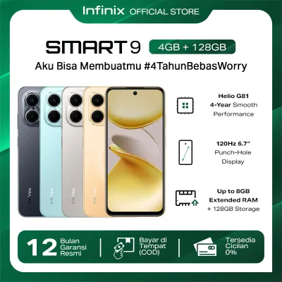 Infinix Smart 9 4/128 – Up to 8 GB Extended RAM - Helio G81 - 6.7 120Hz Punch Hole Display  - 5000mAh