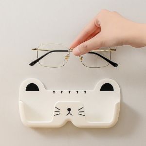 CHENJIE Easy To Install Cat Glasses Frame Seamless Cute Glasses Holder Useful Shelf Wall Mounted Eyeglass Frame Home