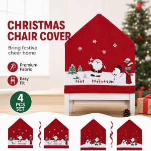 Wonderful Days Christmas Chair Cover Santa Snowman Elk Style High Quality Polyester Easy Fit Xmas Party Home Decor