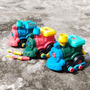 Mainan Anak Bongkar Pasang Funny Kereta Api Set Obeng OCT 5743 DIY Kendaraan Transportasi Terbaru Bahan Plastik Kemasan Kantong Tanpa Menggunakan Baterai Dorong Manual | Mainan Kereta Api Bongkar Pasang Set Hadiah Anak Cowok