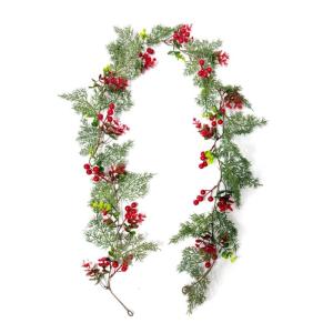 Holiday Artificial Greenery Artificial Berries Hanging Decoration for Mantels Stair Window Indoor and Outdoor