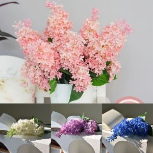 PURETEN Pink Artificial Silicone Lilac Flower Simulation Purple Plastic Fake Flower 75 Cm Artificial Faux Plants Wedding Decoration
