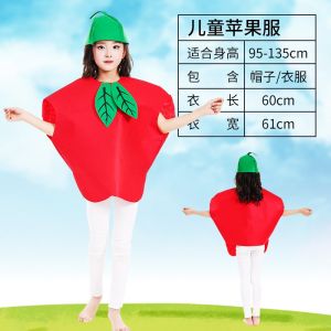 Childrens Day Fruit & Vegetable Cosplay Costumes Show: Strawberry Apple Pineapple Carrot Corn Chili Pepper Kids Dance Performance Outfits for Halloween Party