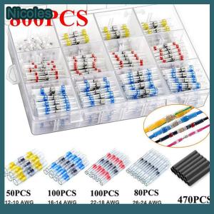 [Nicoles] 800Pcs Solder Seal Wire Connectors Kit Heat Shrink Butt Electrical Wire Terminal