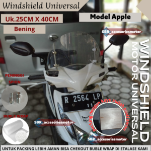 Windshield Ukuran 25x40cm Model Apple Winsil Universal Untuk Semua Motor Bebek Matic sport Honda Yamaha Suzuki winsil windsild windsil winshild wingsil visor tameng angin vario 110 125 150 beat scoopy genio grand supra x 125 prima verza vixion nex spin