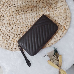 Dompet panjang wanita dompet polos cewek kulit sintetis tempat uang kertas koin dan hp