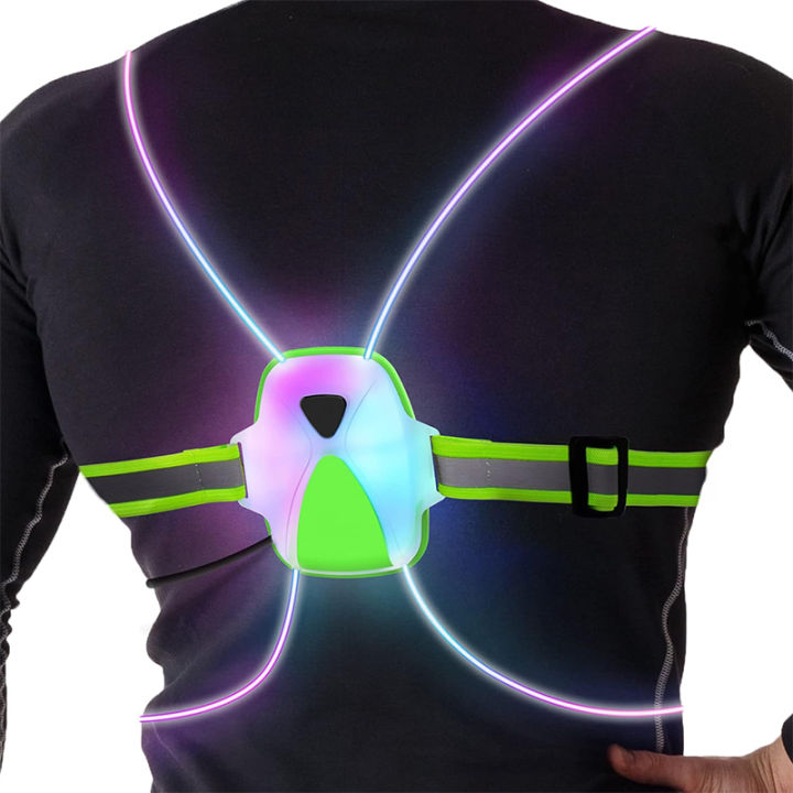 LED Reflective Running Vest with Front Light, Running Lights for Runners,  Reflective Gear for Cycling, Walking, High Visibility Warning LED Vest