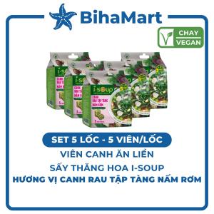 [SET 5 LỐC] - NFC - Viên canh ăn liền sấy thăng hoa I-Soup hương vị Canh rau tập tàng nấm rơm ISoup ăn liền (35g/lốc)